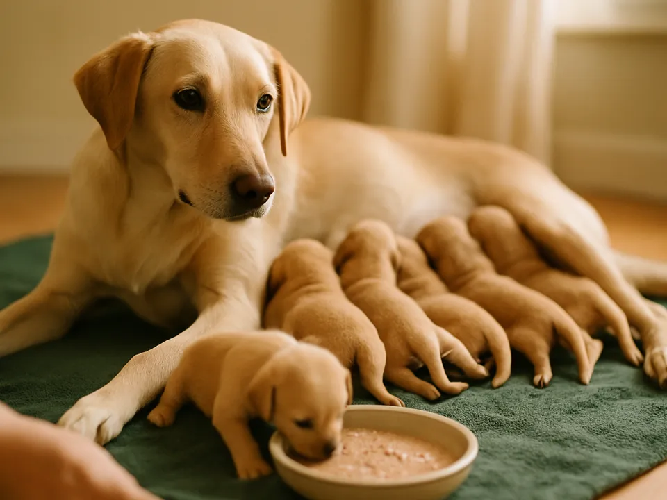 Hundemutter mit Welpen